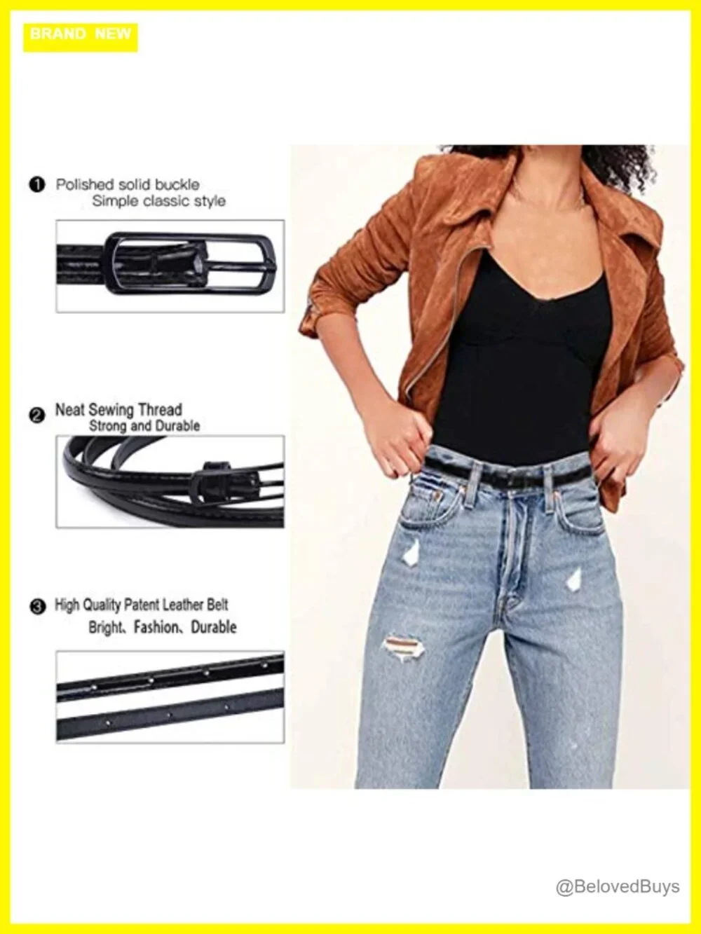 Faux Leather Skinny Belt Rectangular Buckle for Dresses